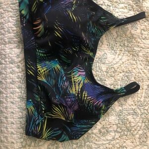 Women’s Black Tropical Print Swim Top